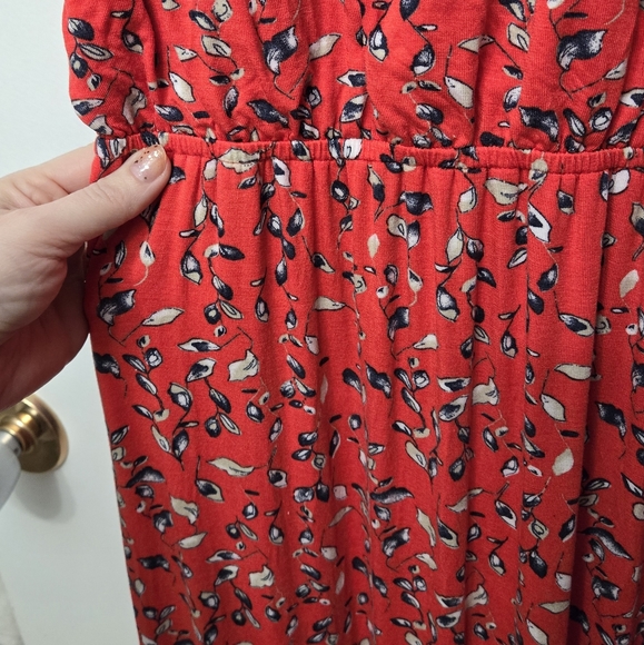 Lucky Brand Red Floral Maxi Dress Boho Dress Size S - Picture 9 of 12